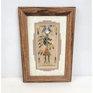 Navajo Native American Sand Art Painting Bevery & Raynard Begay COA Framed 9 x 7